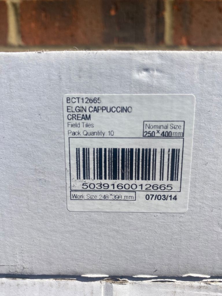 10 boxes Elgin Cappuccino Cream Ceramic Wall Tiles – New, Box of 10