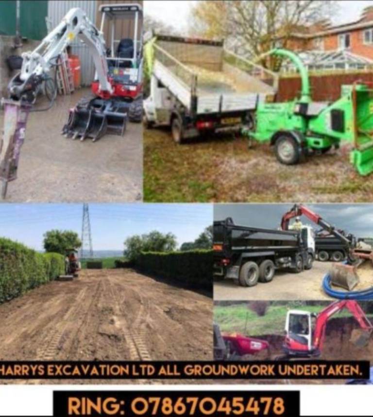 Mini digger hire drainage foundations landscaping demolition 