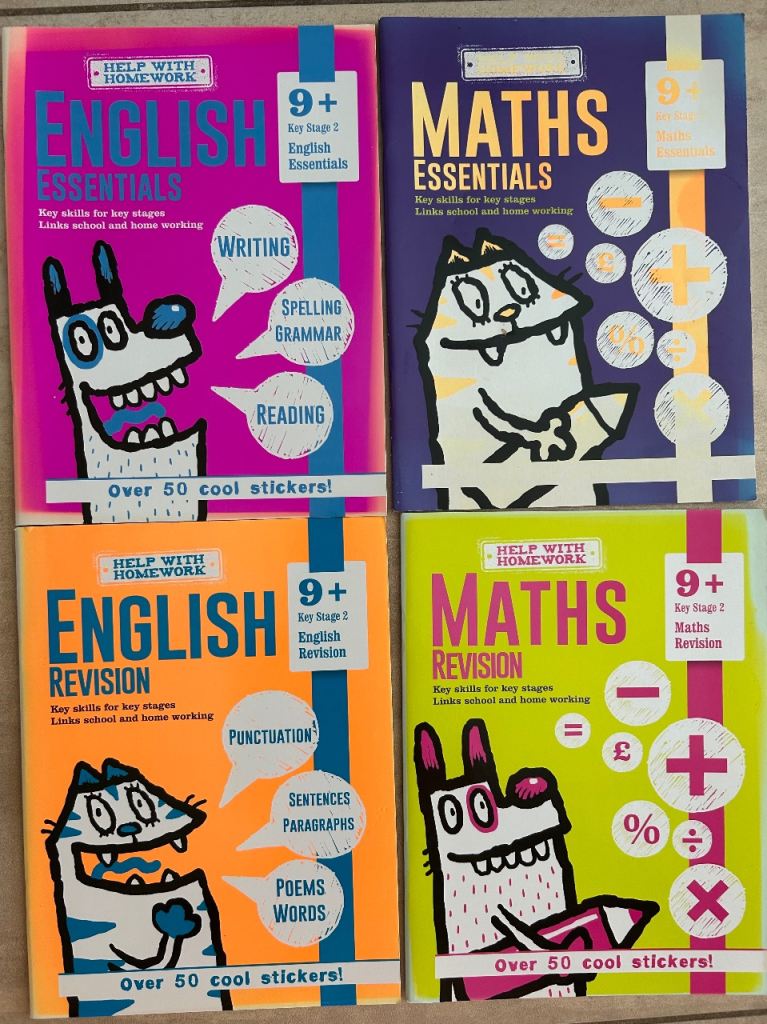 4 x Help With Homework English & Maths Revision & Essentials workbooks - KS2