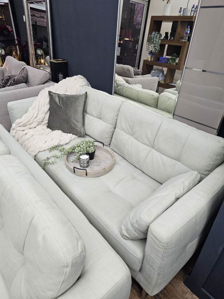 Dwell 3 & 2 Seater Sofas pale grey