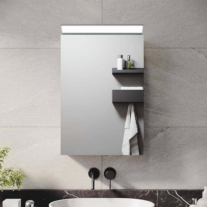 New Bathroom Mirror Cabinet with LED Makeup Light, Stainless Steel 360 x 520mm