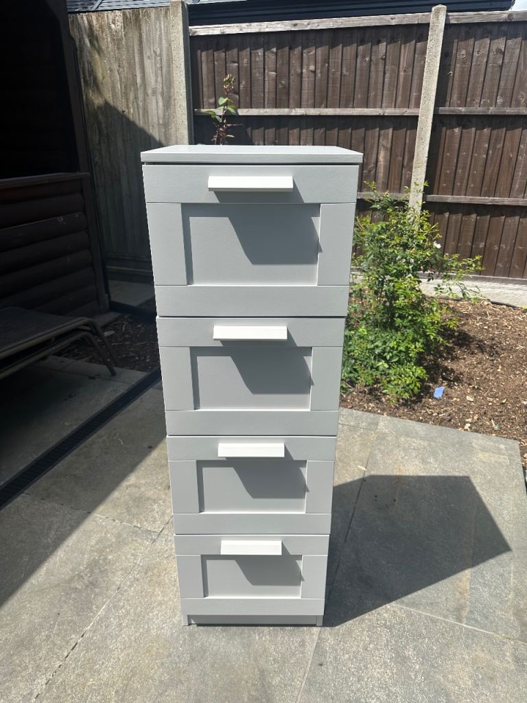 SOLD! …x3 Chest of Drawers - Tall, Light Grey, 4 Draws
