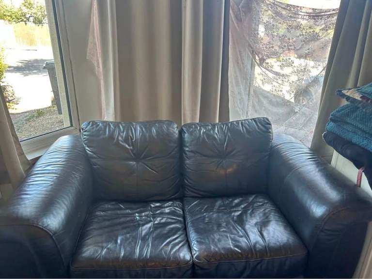 Brown Leather 2 Seater Sofa Chair FREE TO COLLECTOR