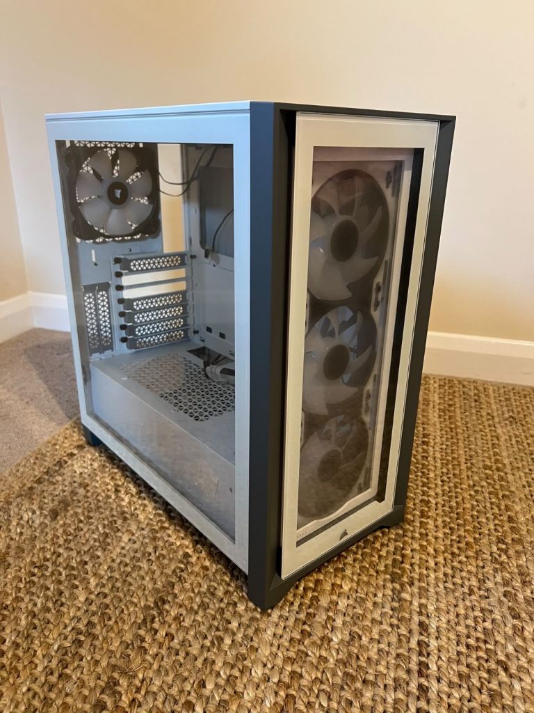 Corsair iCUE 4000X RGB White PC Case – 6 Fans Included