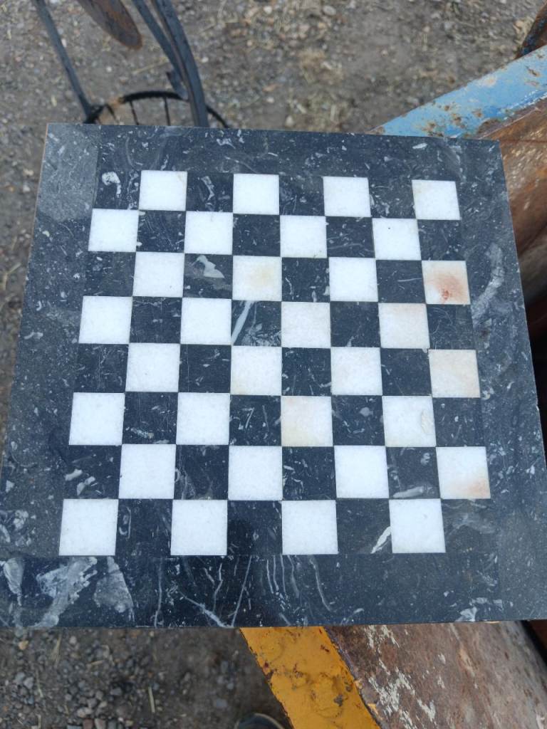 Marble Chess Board – Black and White, Fair Condition