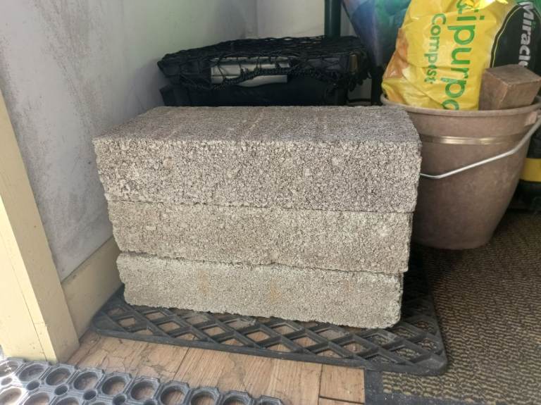 New three large concrete grey breeze blocks