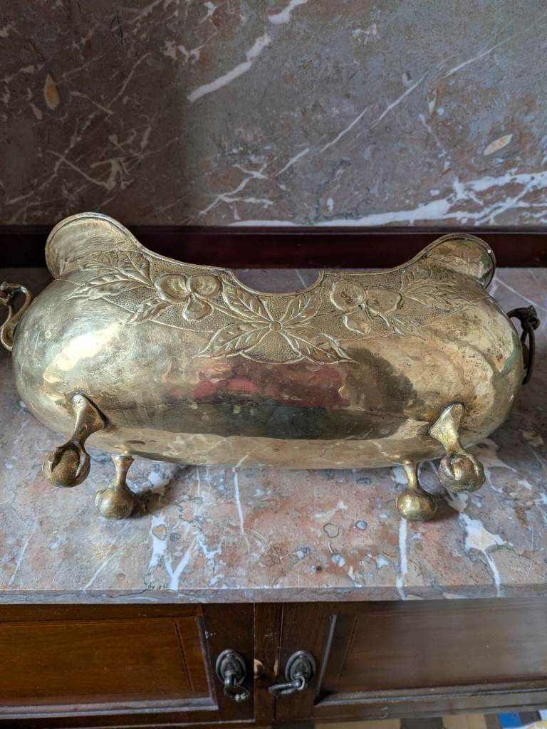 Brass Trough Plant Holder Vintage 