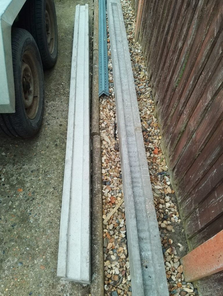 Two concrete corner posts 