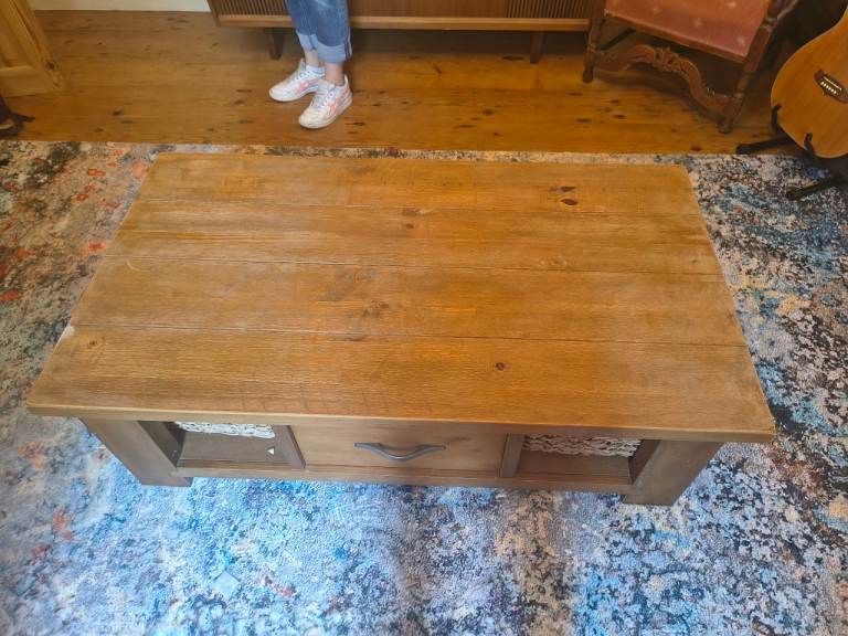 Solid Wood Coffee Table with Storage – Good Condition