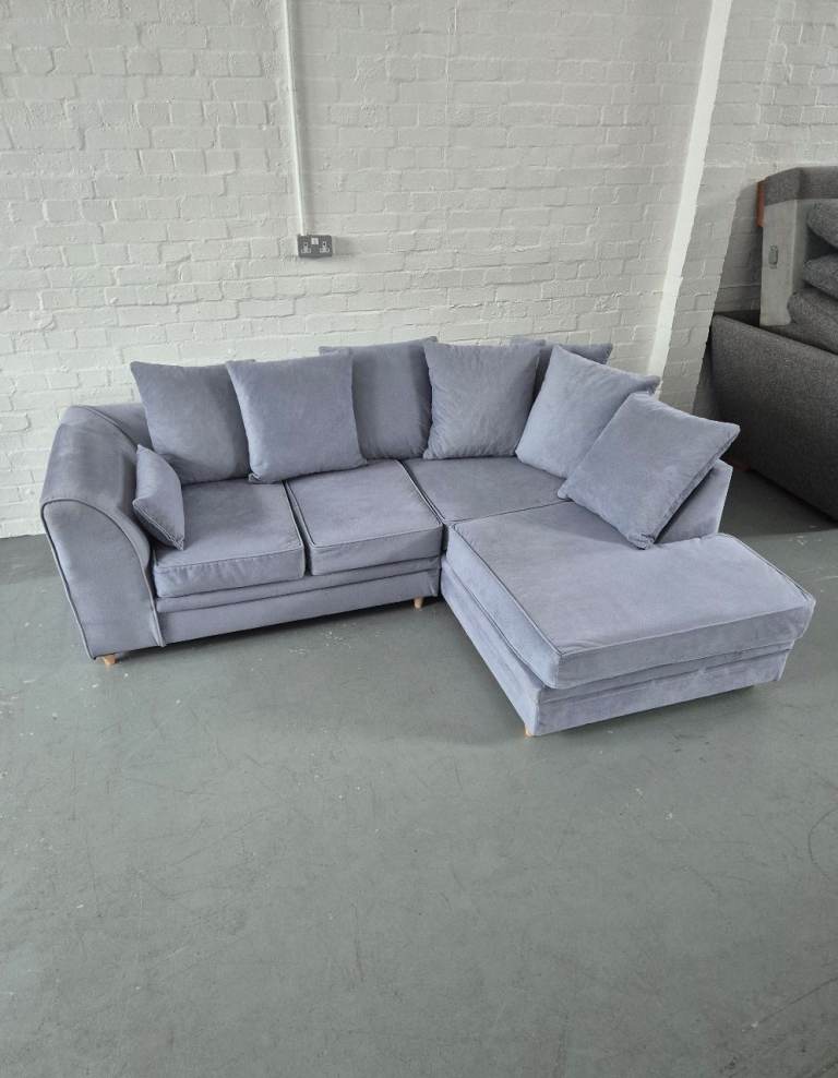 Abakus Direct Chicago Chaise Corner Sofa in Light Blue RRP £695 *FREE ...