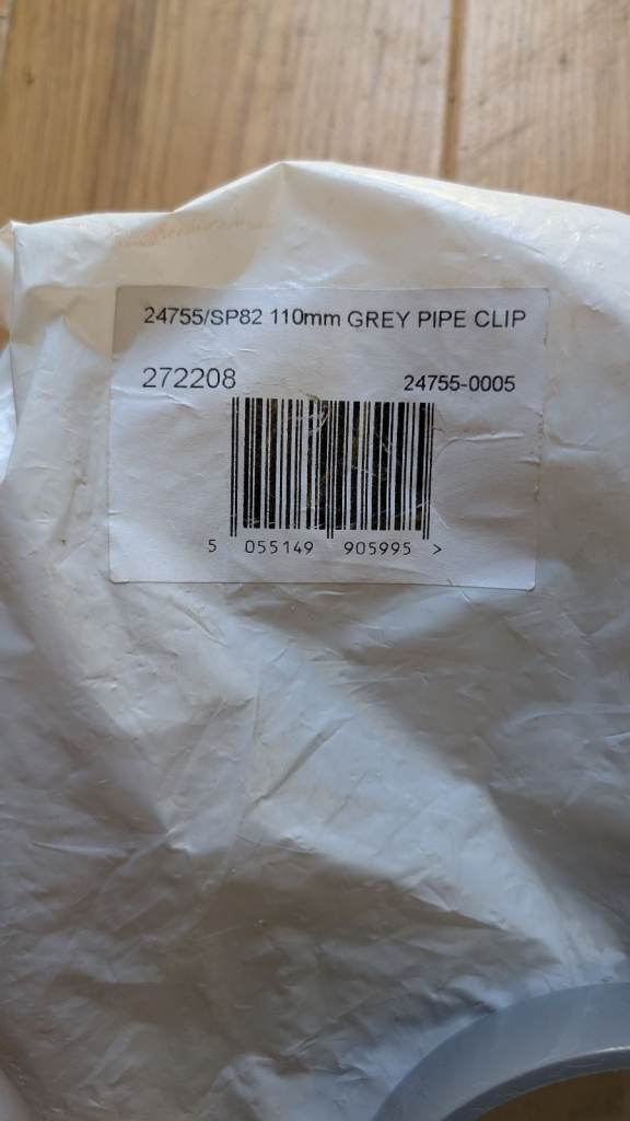 New 110mm Grey Pipe Clip