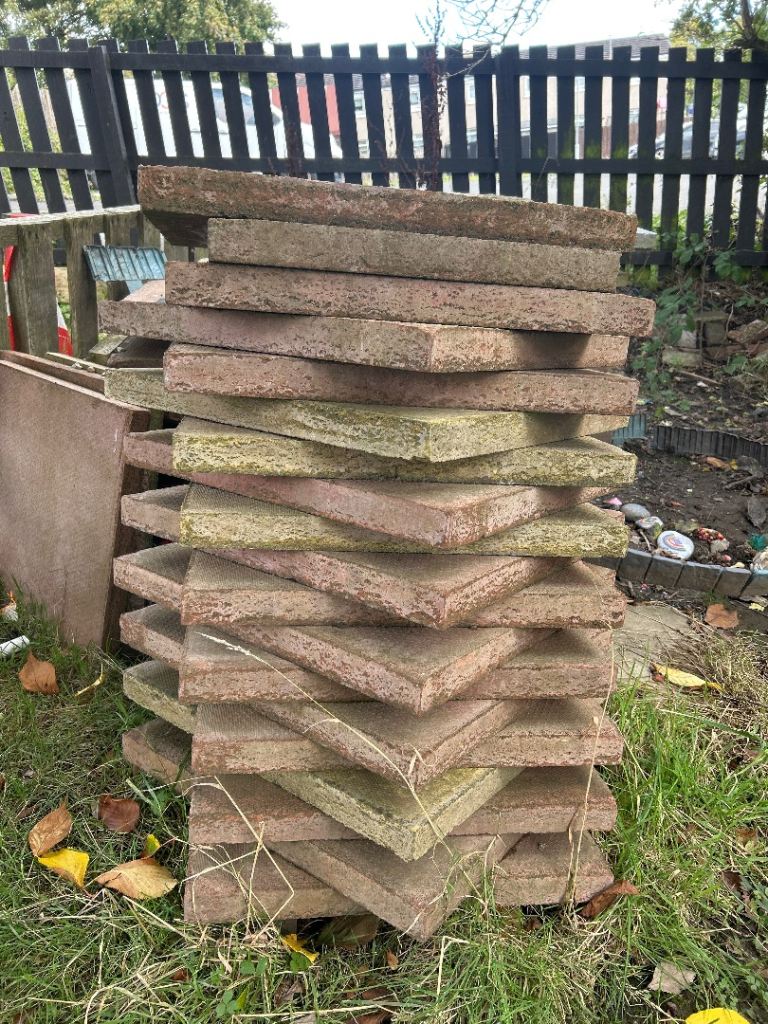 Used Garden Patio Slabs - reddy Brown/grey, Fair Condition
