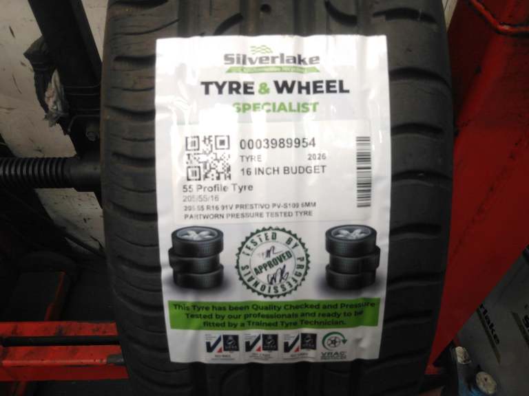 205 55 R16 91v Prestivo Pv-S109 6mm Partworn Pressure Tested Tyre