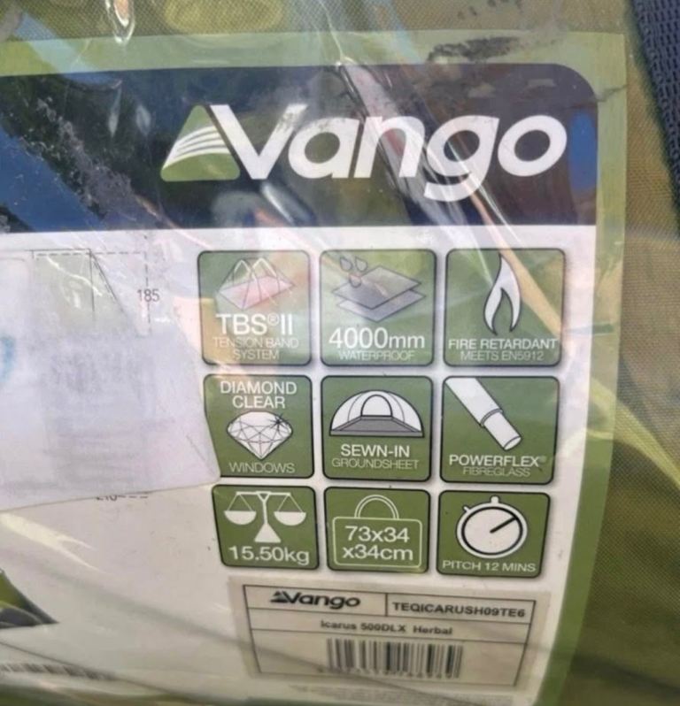 Vango Icarus 500 Deluxe Family Tent, Green, Up to 5 Person