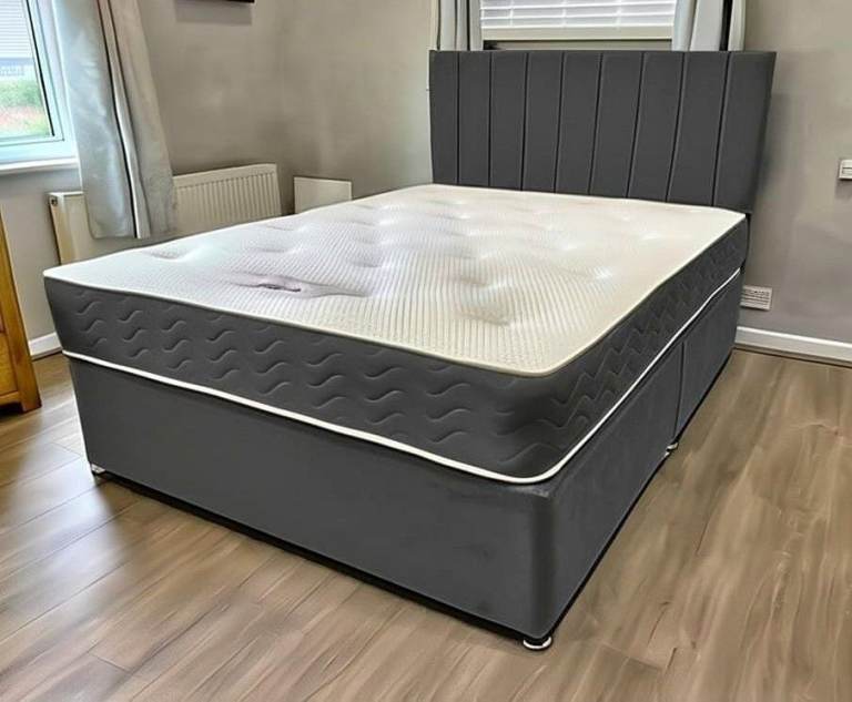 Small double Divan Bed with Mattress and Headboard – Brand New ~ Get Asap Delivery - Free Delivery 