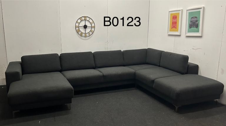 MADE . COM XL Grey Fabric U Shape Sofa £395 Free Local Delivery