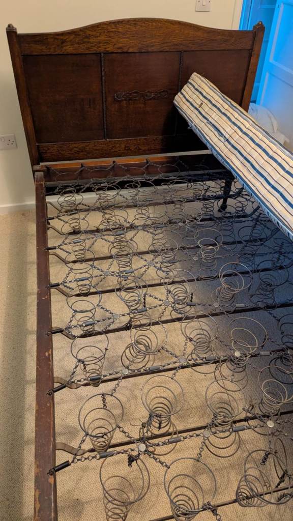 Old style small double bed + Mattress if needed 