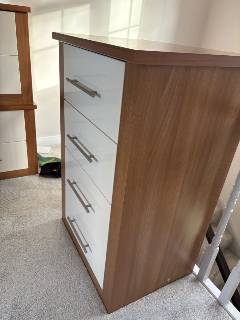 Light oak and cream bedroom furniture