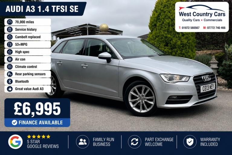 2013 Audi A3 1.4 TFSI SE 5dr HATCHBACK Petrol Manual