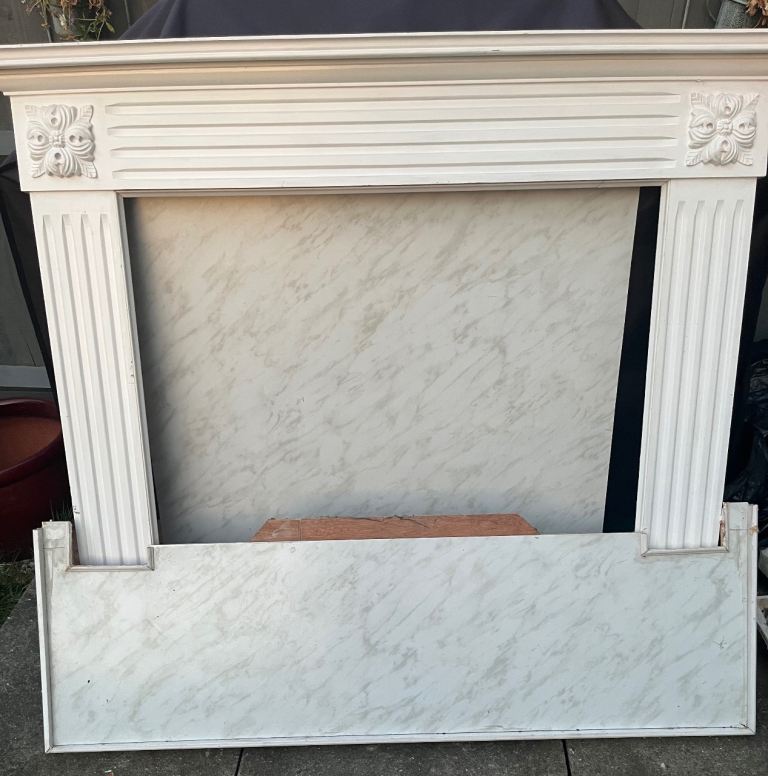 White Wood Fire Surround with Decorative Detail