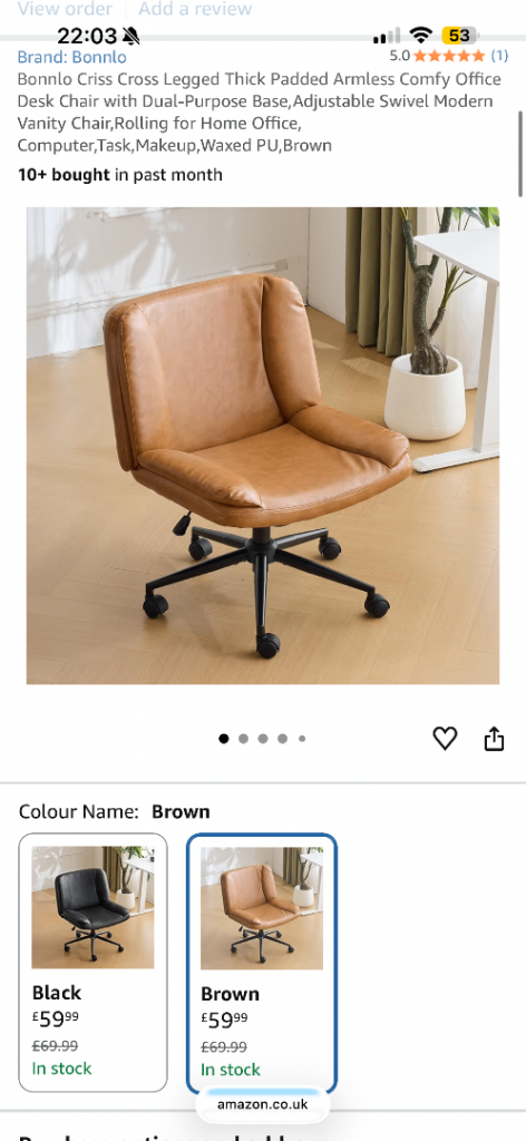 Brand new brown leather office chair