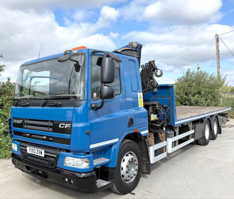 2013 DAF CF75.310 PM15.5 CRANE FLATBED 10 TYRE SLEEPER CAB BEACONS 26 TON EEV