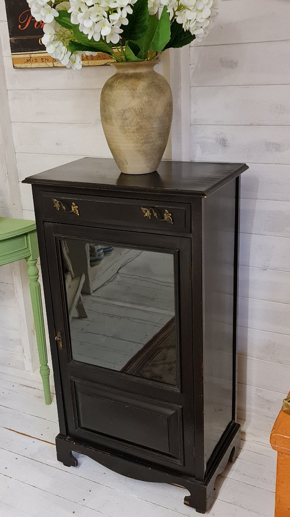 Antique Cupboard Glazed Front, Drawer, Shelves & Working Lock