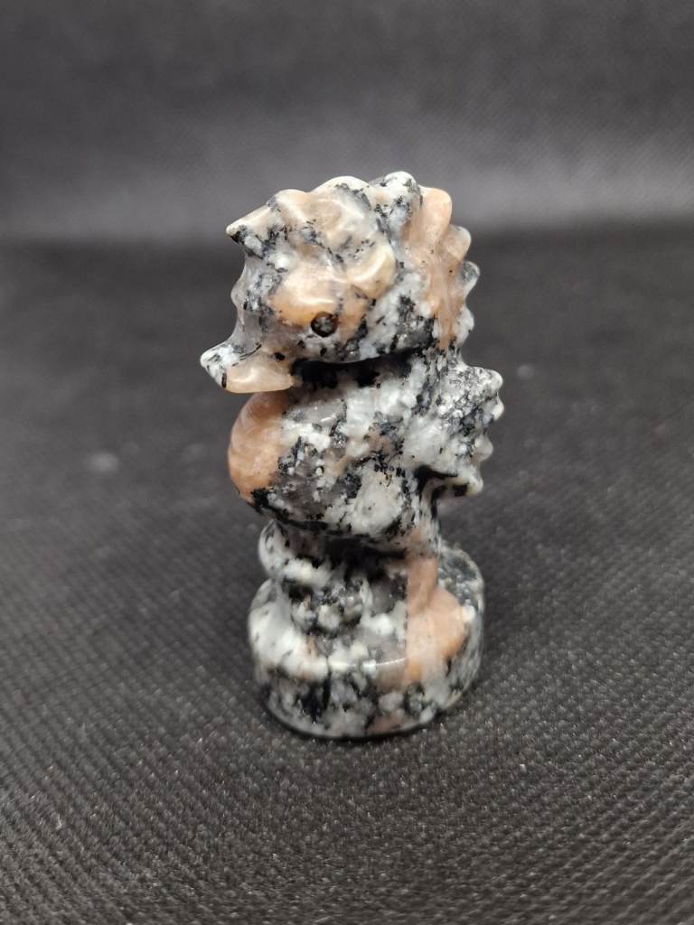 Pink Zebra Jasper Carved Seahorse Gemstone Crystal Figurine - 6cm Approx