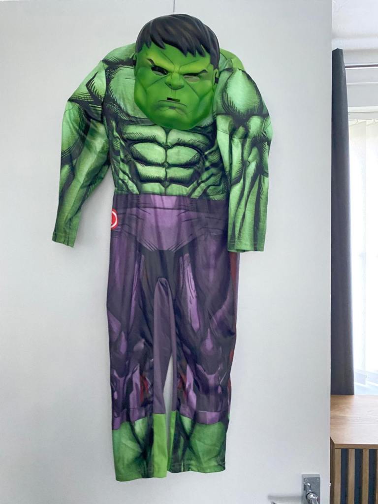 Kids Hulk Fancy Dress Costume – Green and Purple, Good Condition