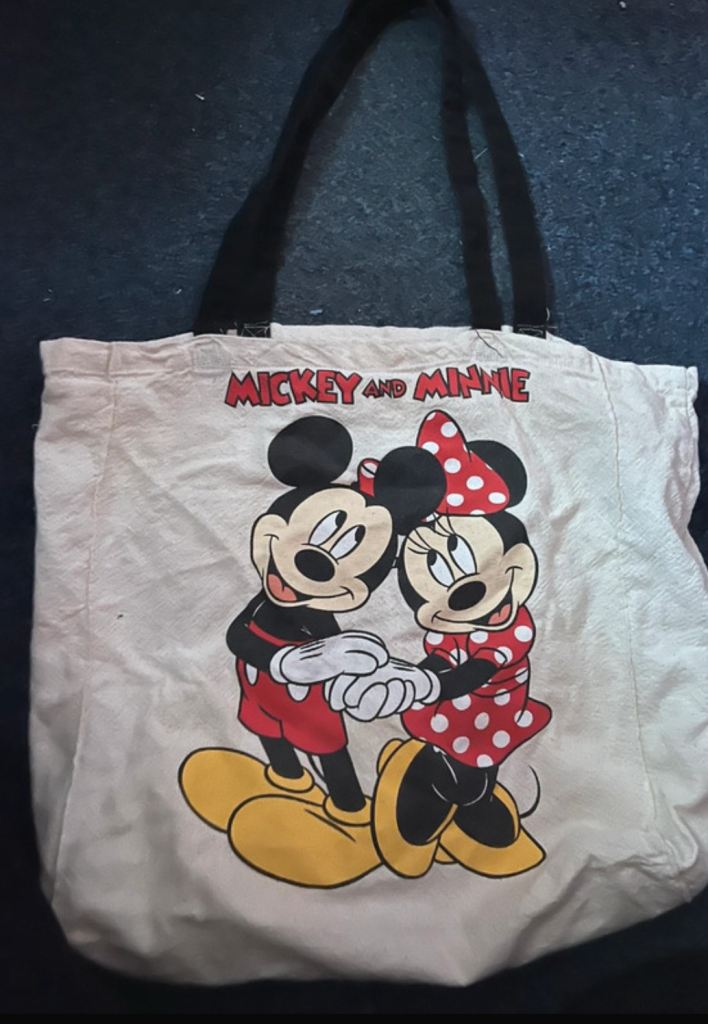Mickey and Minnie Mouse Tote Bag – Cream Fabric