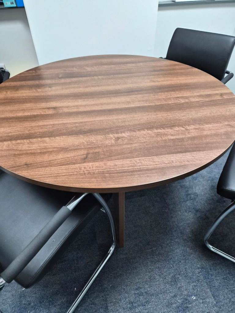 Executive walnut desk and 4 cantilever chairs - must go this week