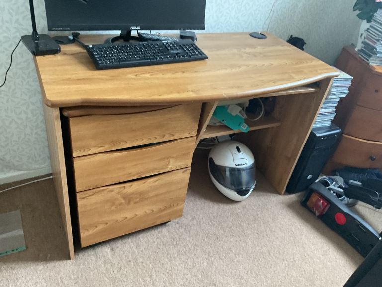 Computer desk with three drawer filing cabinet