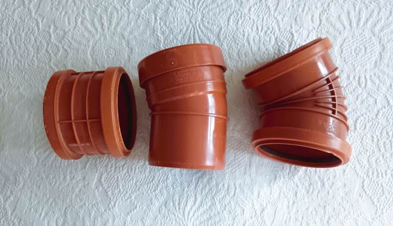 3 x PLUMBING Aquaflow Polypipe Connectors 110mm Pipe Connector Straight 45 & 15 Degree  