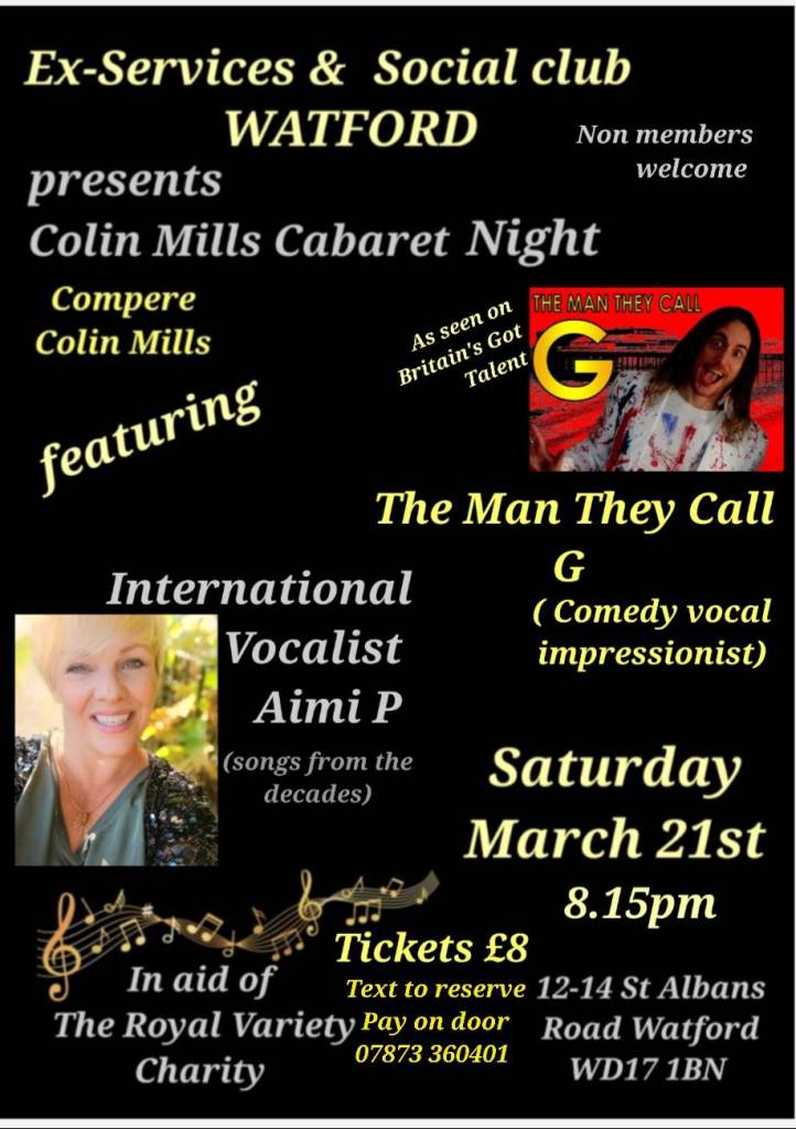 Music and Comedy Night ,Britain's Got Talent Act ,Watford, 21st March 
