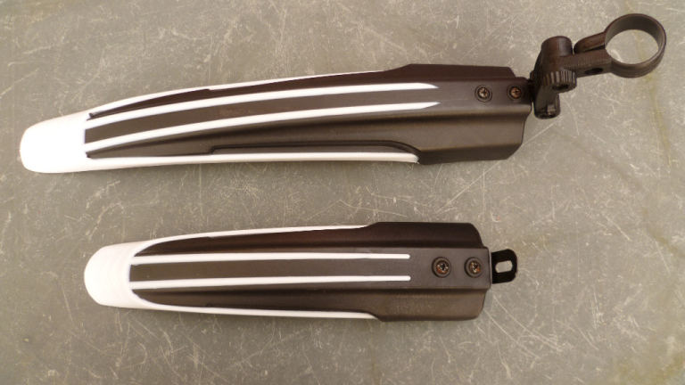 Stylish Black And White Bicycle Mudguard Set With Mounting Brackets | New | Unboxed