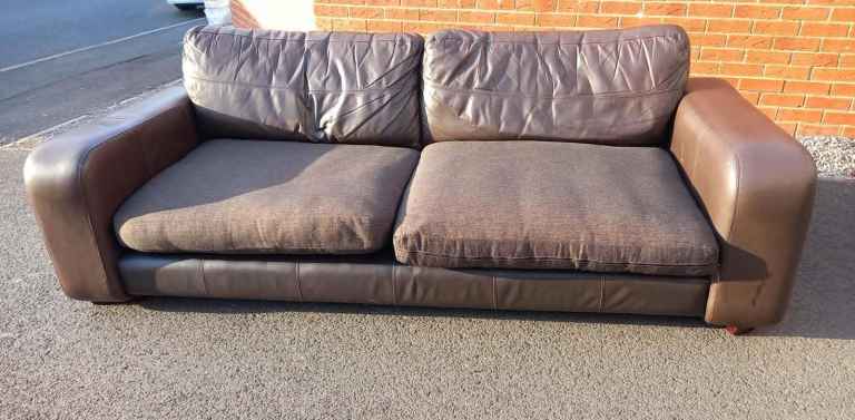 SOFA BROWN LARGE LEATHER , free delivery , around 8 feet in length