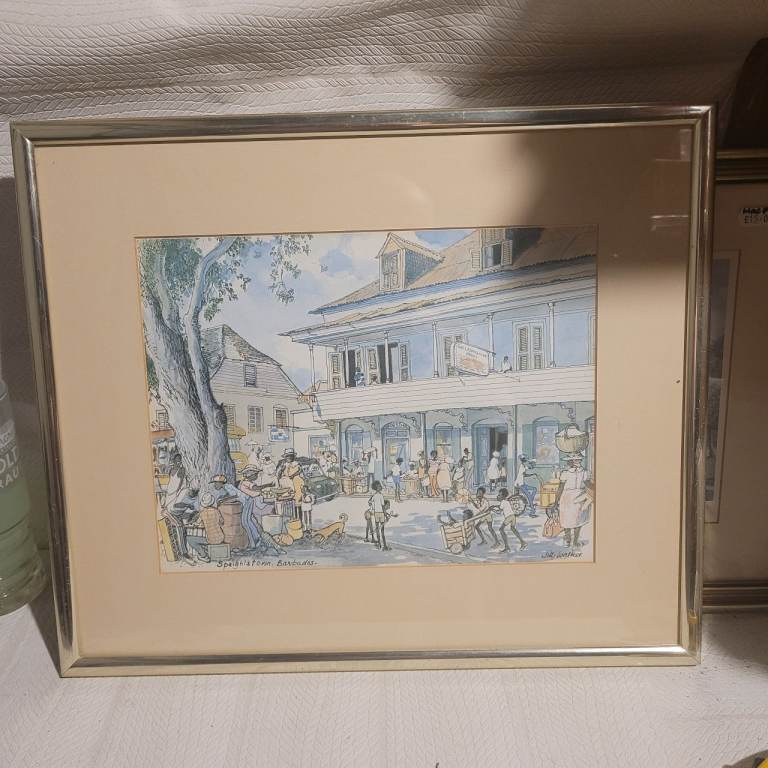 Jill Walker framed Barbados Speightstown Print  43cm x 38cm inc Frame