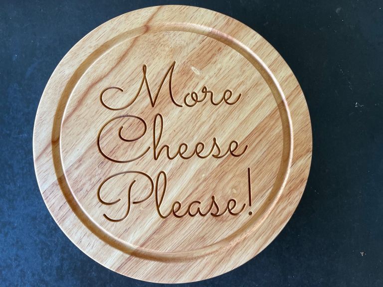 Bespoke Engraved Cheese Board with Cheese Knives included. Hand finished Gift