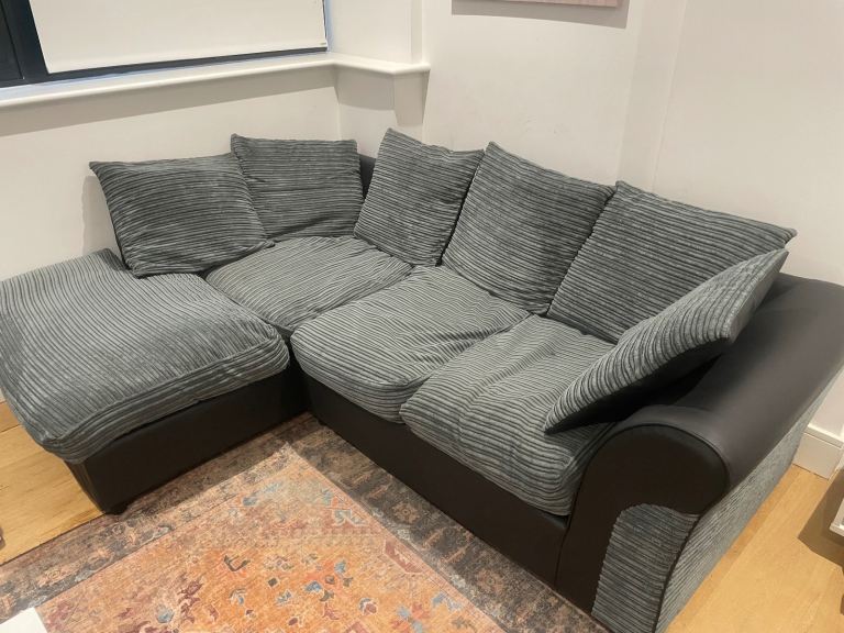 Grey and black L-shape corner sofa