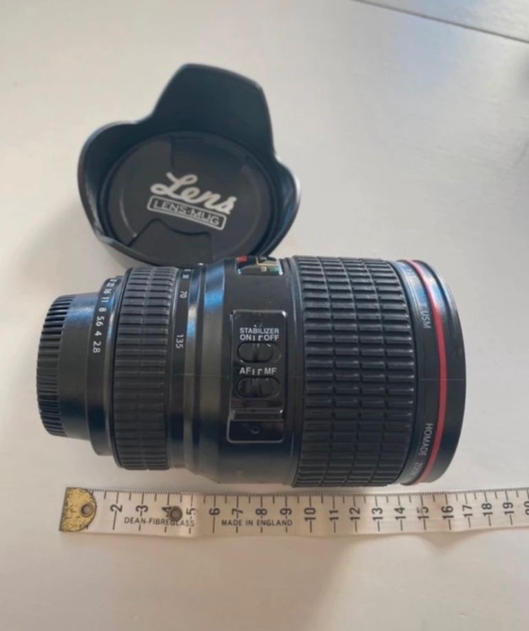 Novelty Camera Lens Coffee Mug with Lid