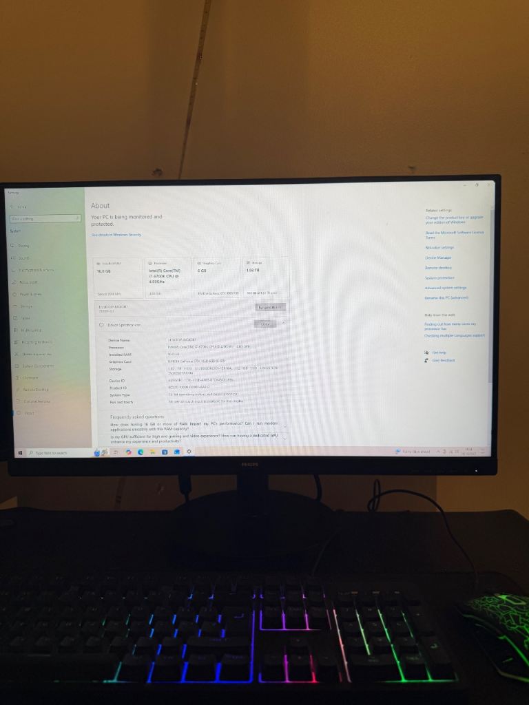 image for Full Gaming Setup - i7-6700k & GTX 1060 6GB - 27” Monitor Included