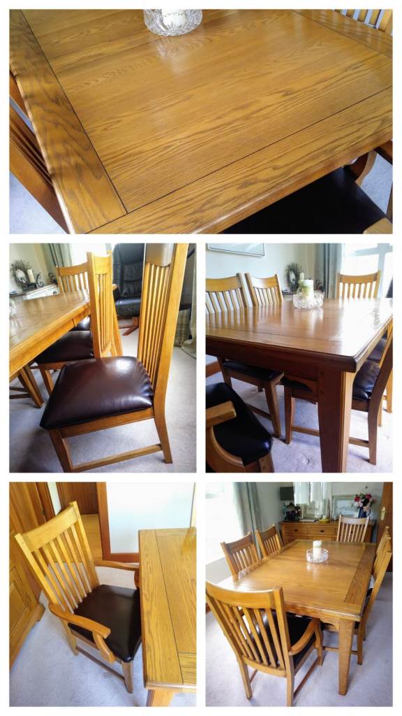 Solid Wood Dining Table with 6 Chairs – Good Condition