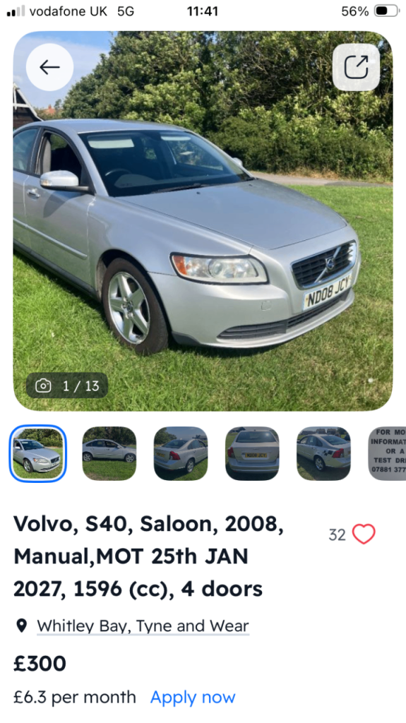 Volvo, S40, Saloon, 2008,PART EXCHANGE TO CLEAR MOT JANUARY 2027, Manual, 1596 (cc), 4 doors