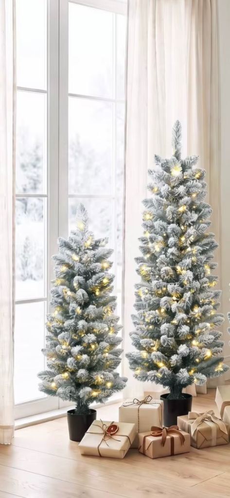 4ft Slim Pre-lit Flocked Christmas Tree Brand New