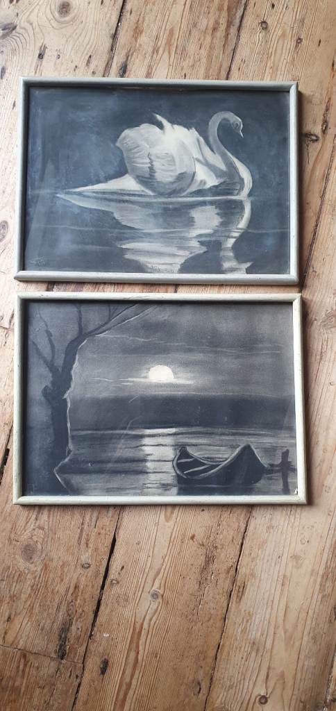 Framed Charcoal Drawings With Artist Signature£20each/£35pair