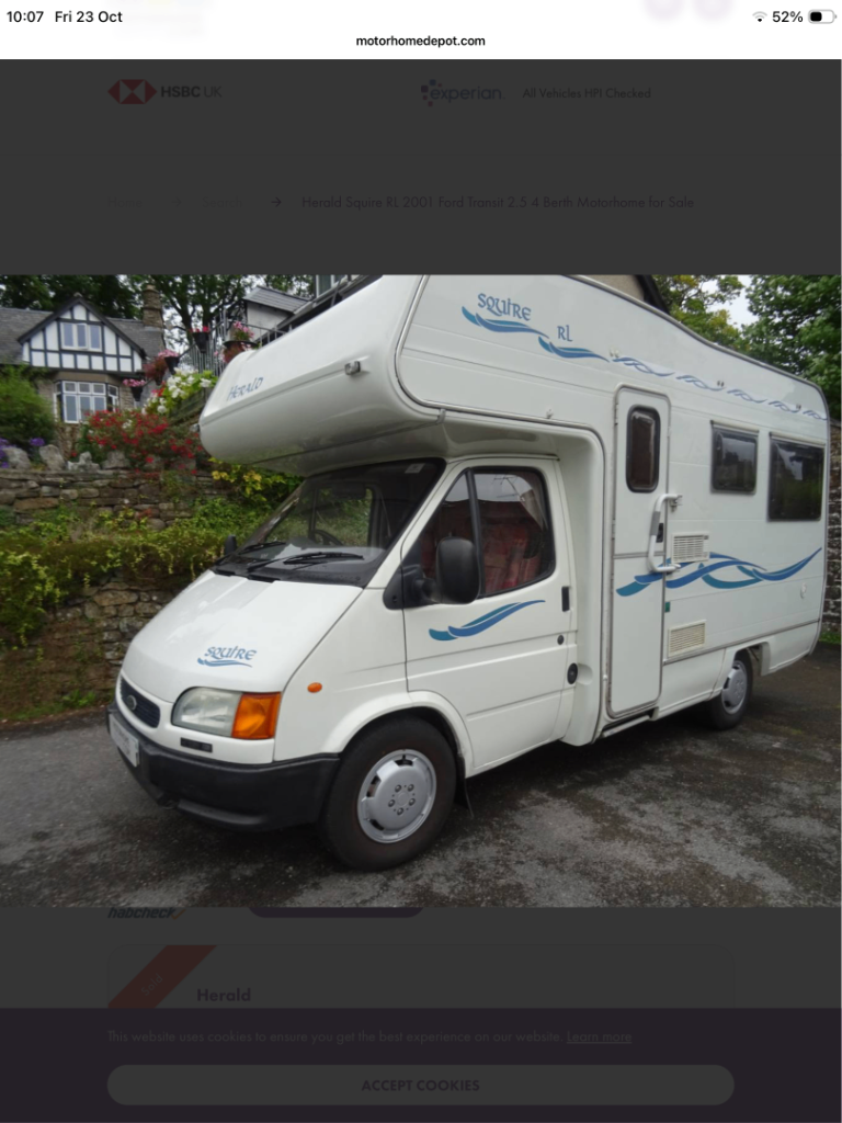 Ford, TRANSIT, 2001, 2496 (cc) 4 Berth X658 MCE