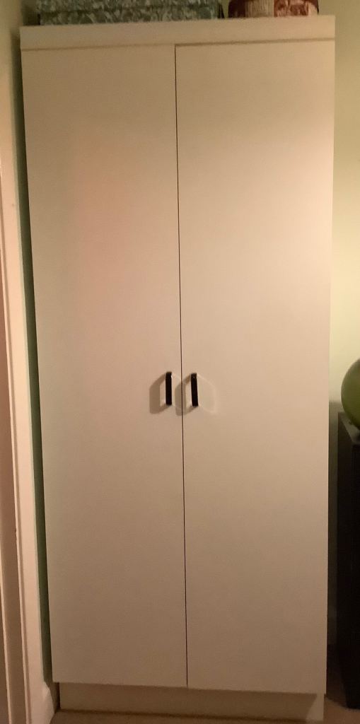 White Two Door Tallboy Wardrobe 