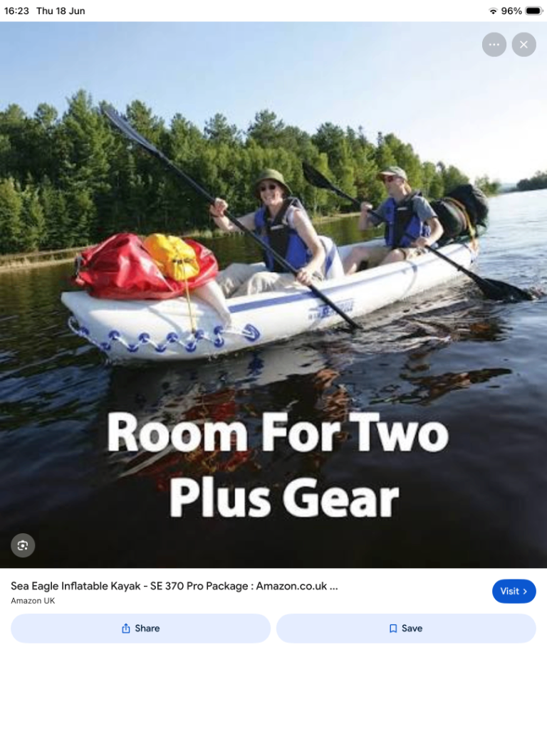 Sea Eagle Inflatable 2-Person Kayak - White, New Condition