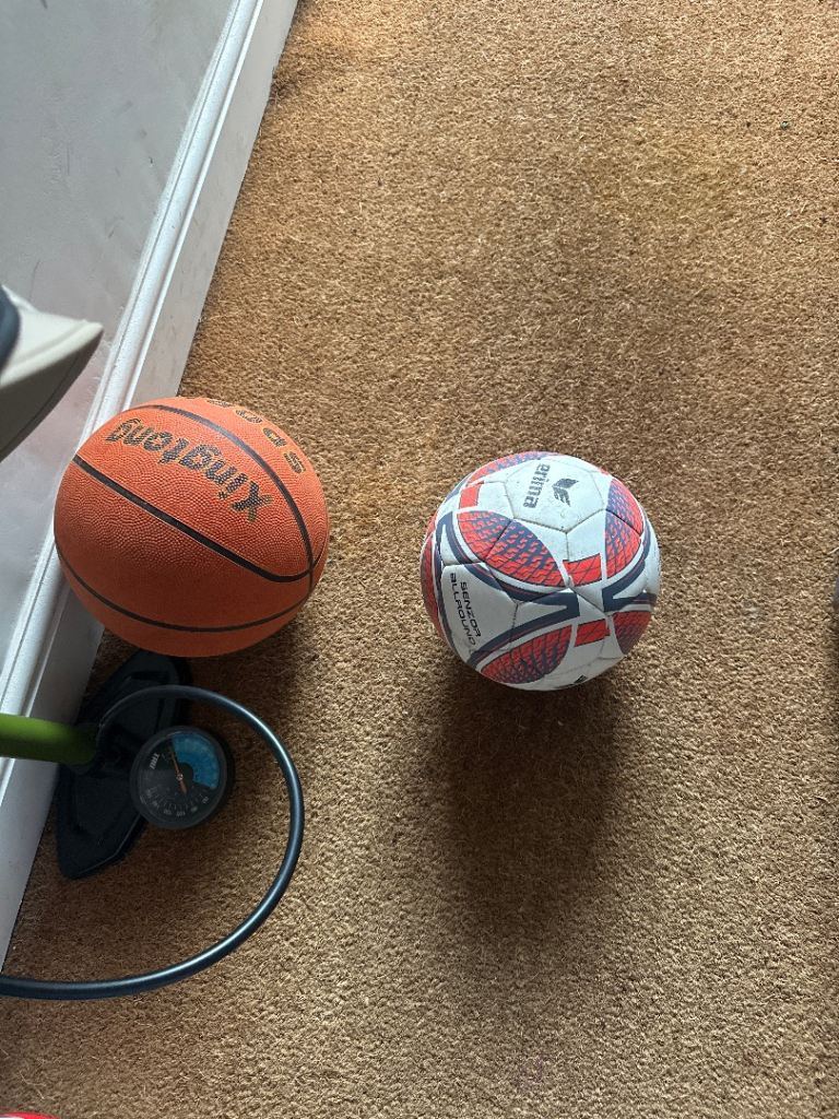 Size four football also normal sized basketball 