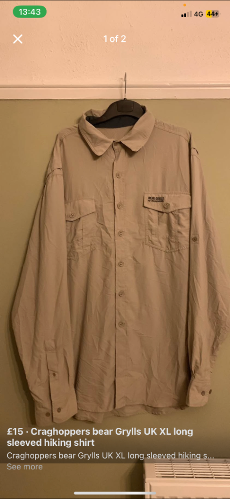 Craghoppers bear Grylls UK long sleeved hiking shirt